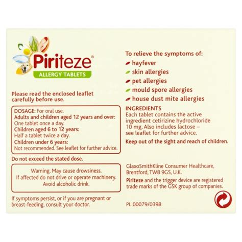 Buy Piriteze One A Day Tablets 30 Tablets | Chemist Direct