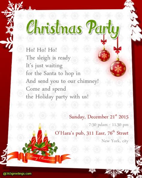 Christmas Party Invitation Wording - 365greetings.com