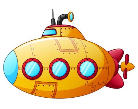 Submarino amarillo de dibujos animados Vector Premium | Submarino ...