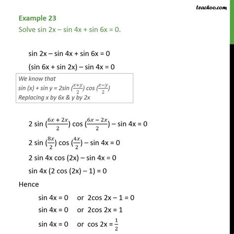 Example 23 - Solve sin 2x - sin 4x + sin 6x = 0 - Chapter 3 - Examples