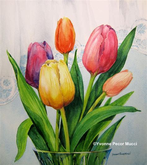 Spring Tulips Watercolor | Watercolor tulips, Tulip painting, Tulips art