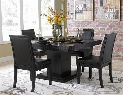 Black Finish Modern Dining Table w/Optional Side Chairs