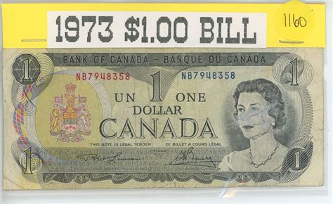 1973 CANADIAN ONE DOLLAR BANKNOTE (LAST YEAR OF ISSUE)