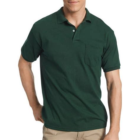 Hanes - Hanes Men's Ecosmart Jersey Polo Shirt with Pocket - Walmart ...