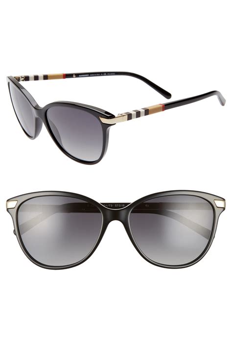 Burberry Check 57mm Polarized Gradient Cat Eye Sunglasses - in Gray - Lyst