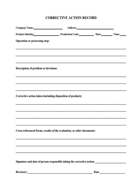 Employee Corrective Action Form Template