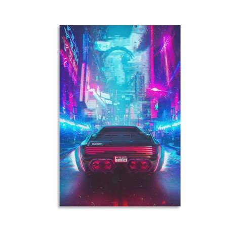 Car Poster 80s Supercars Neon Posters Man Bedroom Room Aesthetics ...