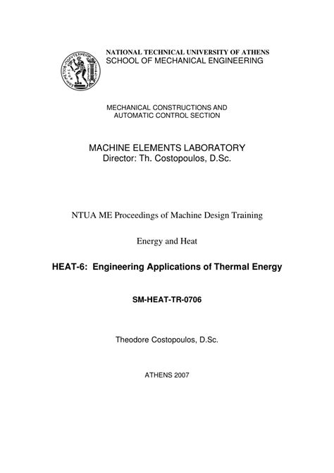 (PDF) Engineering Applications of Thermal Energy