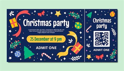 Free Vector | Flat christmas party ticket template