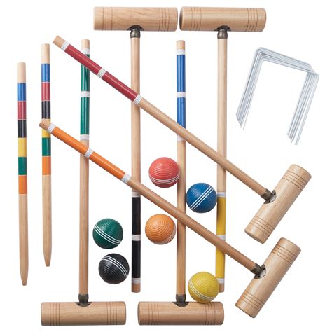 Franklin Sports Croquet Set - Includes 6 Croquet Wood Mallets with ...