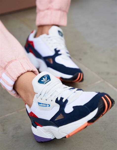 adidas Originals white and navy Falcon sneakers | ASOS | Adidas shoes ...