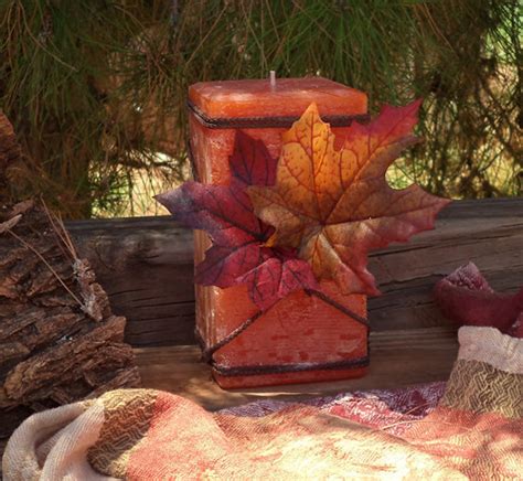 Rustic Candles Fall Table Centerpiece, Holiday Season, Autumn ...