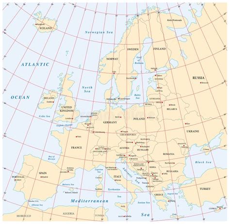 Latitude And Longitude Map Of Europe