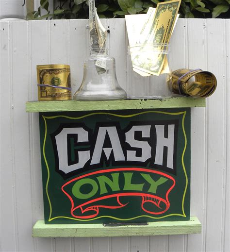 Cash Only sign hand painted wooden interior exterior tattoo shop ...