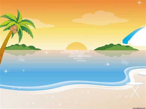 Beach cartoon, Cartoon background, Summer wallpaper