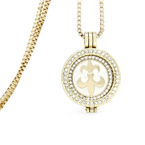 Luxury Jewelry Gold Color Coin Holder Necklace 32mm Interchangeable ...