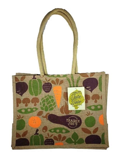 Trader joe's jute tote reusable bag Jute is a | Etsy