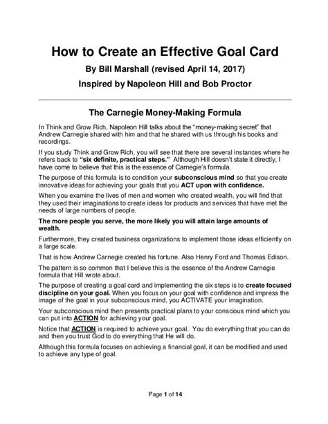 How to Create an Effective Goal Card