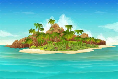 Tropical island, beach, vector | Island art, Tropical islands, Background