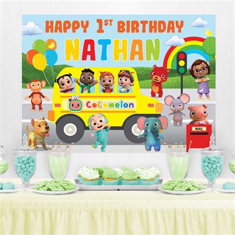 Cocomelon Wheels on the Bus Birthday Backdrop Printable | Pigsy Party ...