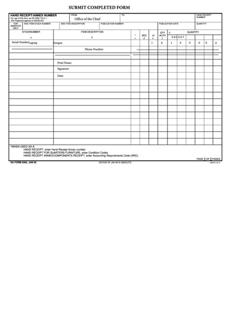 Army Da Form 2062 Fillable - Printable Forms Free Online