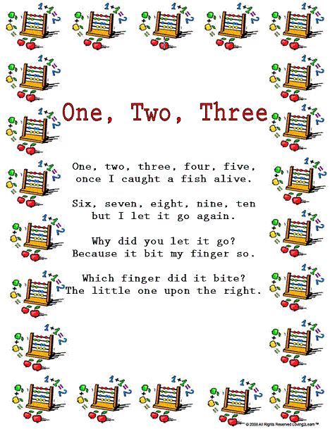 Counting Rhymes & Songs: Printable Rhyme and a Learning Video