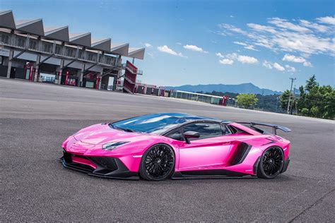 Hot Pink Lamborghini Aventador SV Gets Liberty Walk Kit