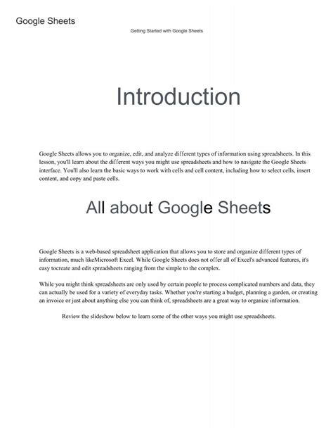 Getting Started with Google Sheets Tutorial final