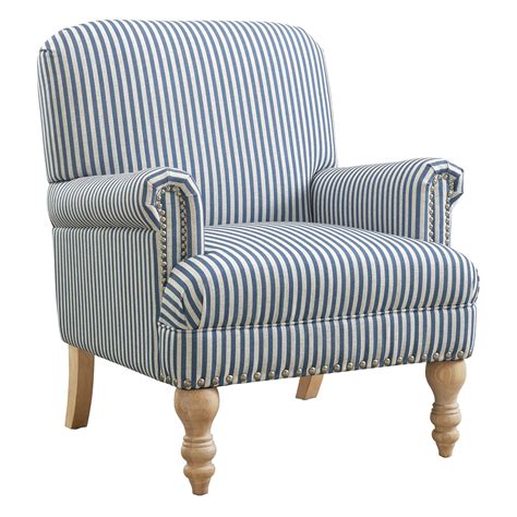 Dorel Living Jaya Accent Chair, Living Room Armchairs, Blue Stripe ...