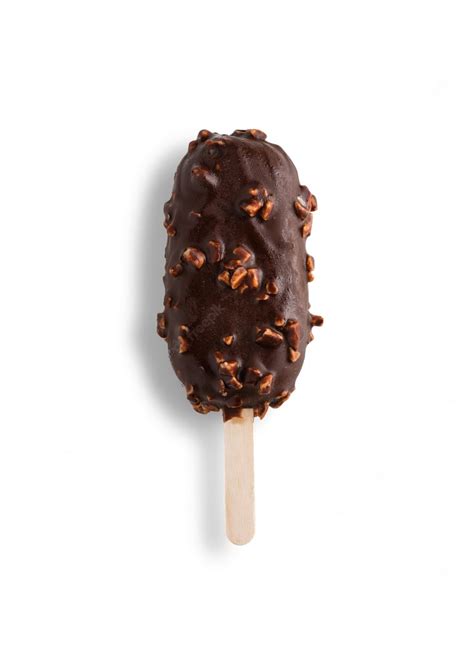 Premium Photo | Ice cream stick chocolate with almond isolated