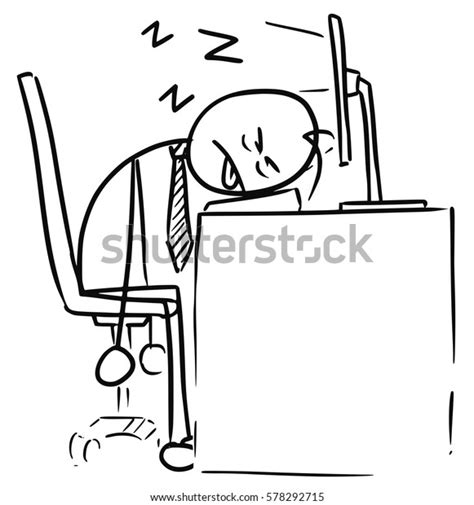 Conceptual Stick Man Cartoon Exhausted Tired Stock Vector (Royalty Free ...