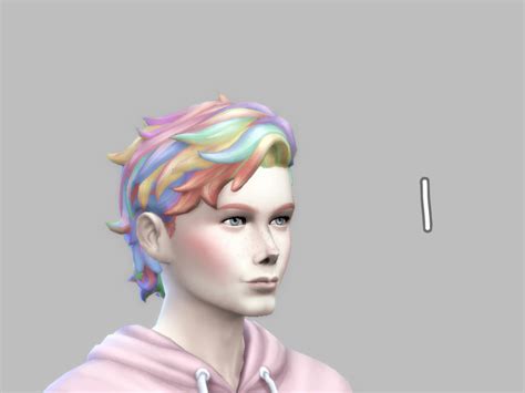 The Sims Resource - Hair Pastel Multicolor for Male - Romantic Garden ...