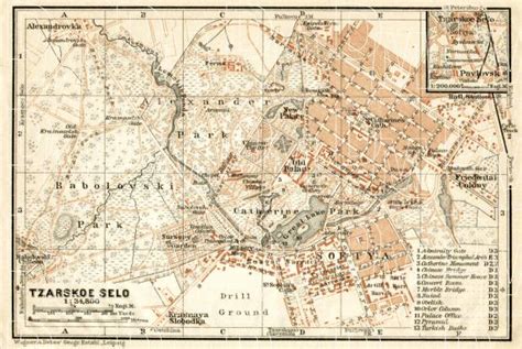 Old map of Tsarskoe Selo in 1914. Buy vintage map replica poster print ...