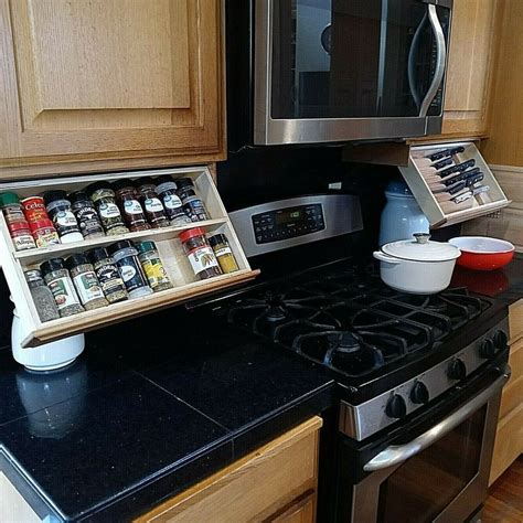 Under cabinet Knife drawer drop down organizer storage wooden holder ...