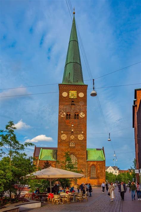 Aarhus, Denmark, June 14, 2022: Sunset View of Aarhus Cathedral ...