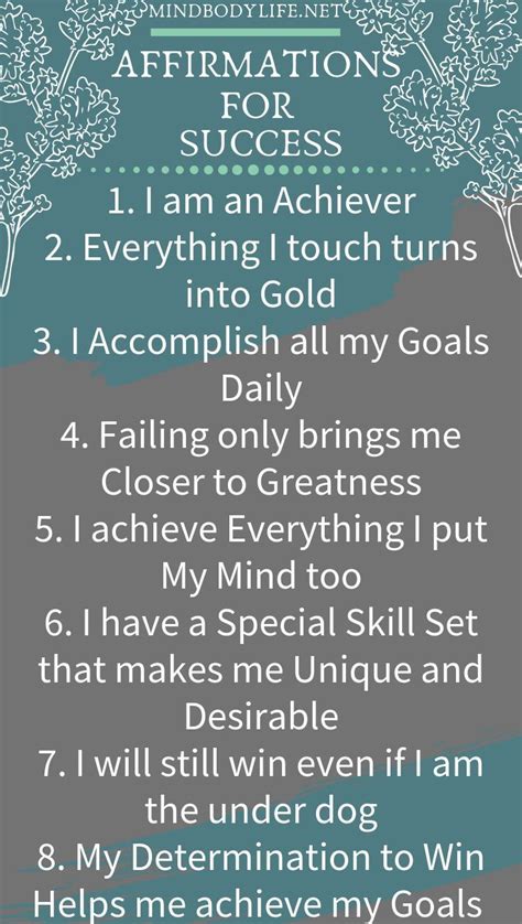 Affirmations for Success to Achieve a winners mindset. Affirmations ...