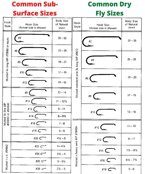 Anzuelos de pesca con mosca: tablas de tallas, características, tipos y ...