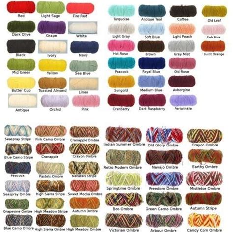 red heart yarn color chart - Google Search | Red heart yarn colors, Red ...