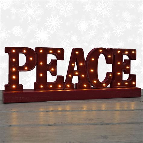 Battery Operated LED Lighted Peace Wood Sign