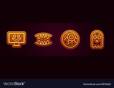 Set line happy halloween holiday vampire teeth Vector Image