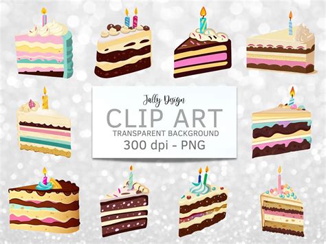 Birthday Cake Slice Clipart Graphic by jallydesign · Creative Fabrica