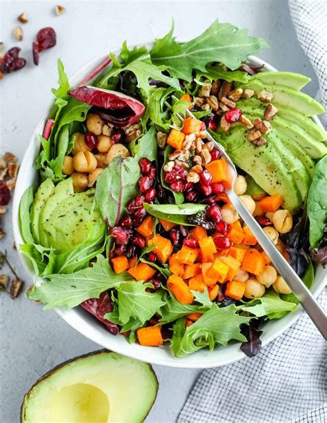 Pomegranate Salad with Roasted Sweet Potatoes (Vegan)