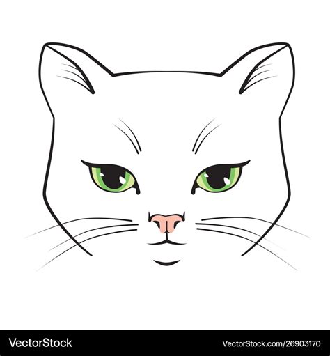 Cat cute face black outline drawing kitten Vector Image