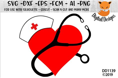 Nurse Stethoscope Heart SVG (196127) | Cut Files | Design Bundles