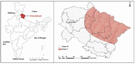 Location map of the study area. (Left) Uttarakhand. (Right) Earthquake ...