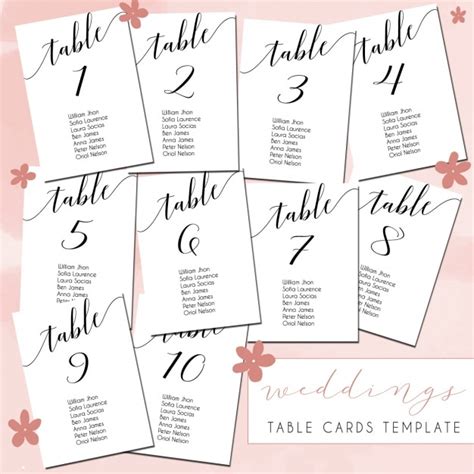 Free Vector | Wedding table cards design