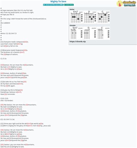 Chord: Mighty To Save - tab, song lyric, sheet, guitar, ukulele ...