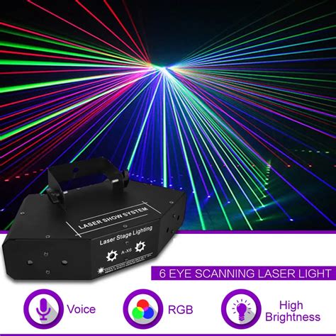 RGB Full Color DMX Beam Network Laser Scanning Light With 6 Eyes For ...