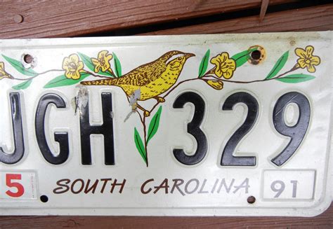 1991 South Carolina Vintage License Plate: Carolina Wren and - Etsy