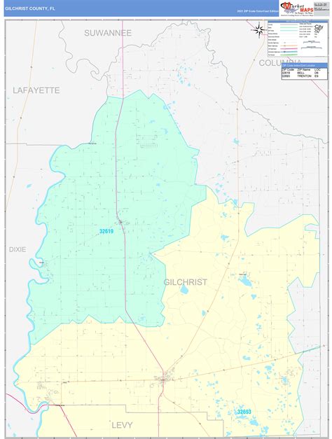 Gilchrist County, FL Wall Map Color Cast Style by MarketMAPS